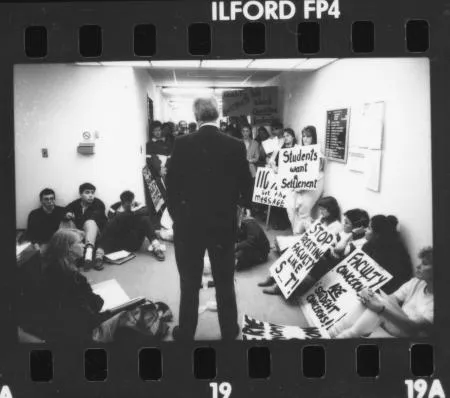 Student society protesting, standoff with faculty and admin