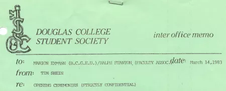 Douglas College Student Society Memo - Student Protest