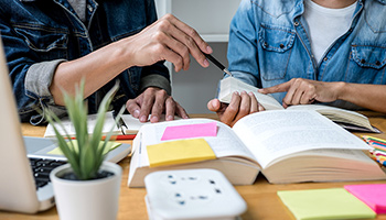 Two students working together